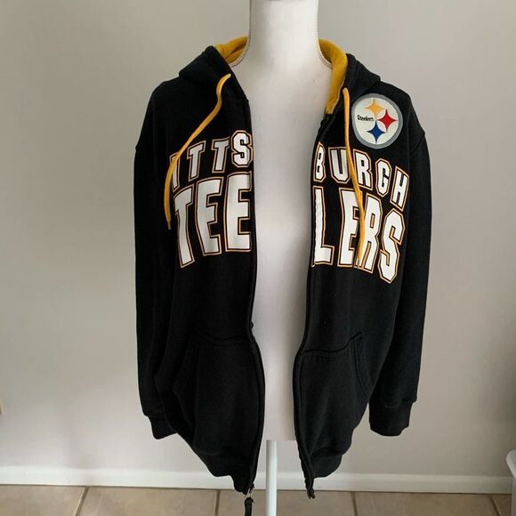 Pittsburgh Steelers NFL Zip Hoodie Black Gold Men’s Size Large - Picture 4 of 7